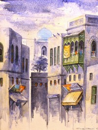 G. N. Qazi, 12 x 16 inch, Acrylic on Canvas, Cityscape Painting, AC-GNQ-049